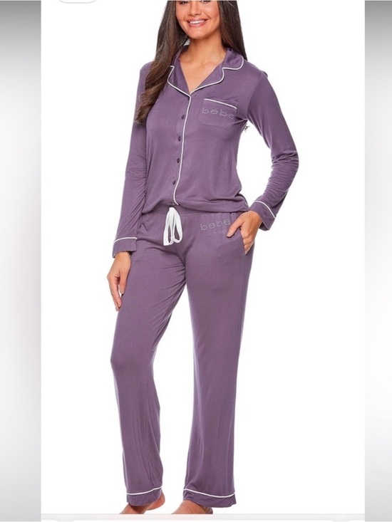 bebe Other - bebe Lavender-Purple Long Sleeve Pajama Set with White Piping